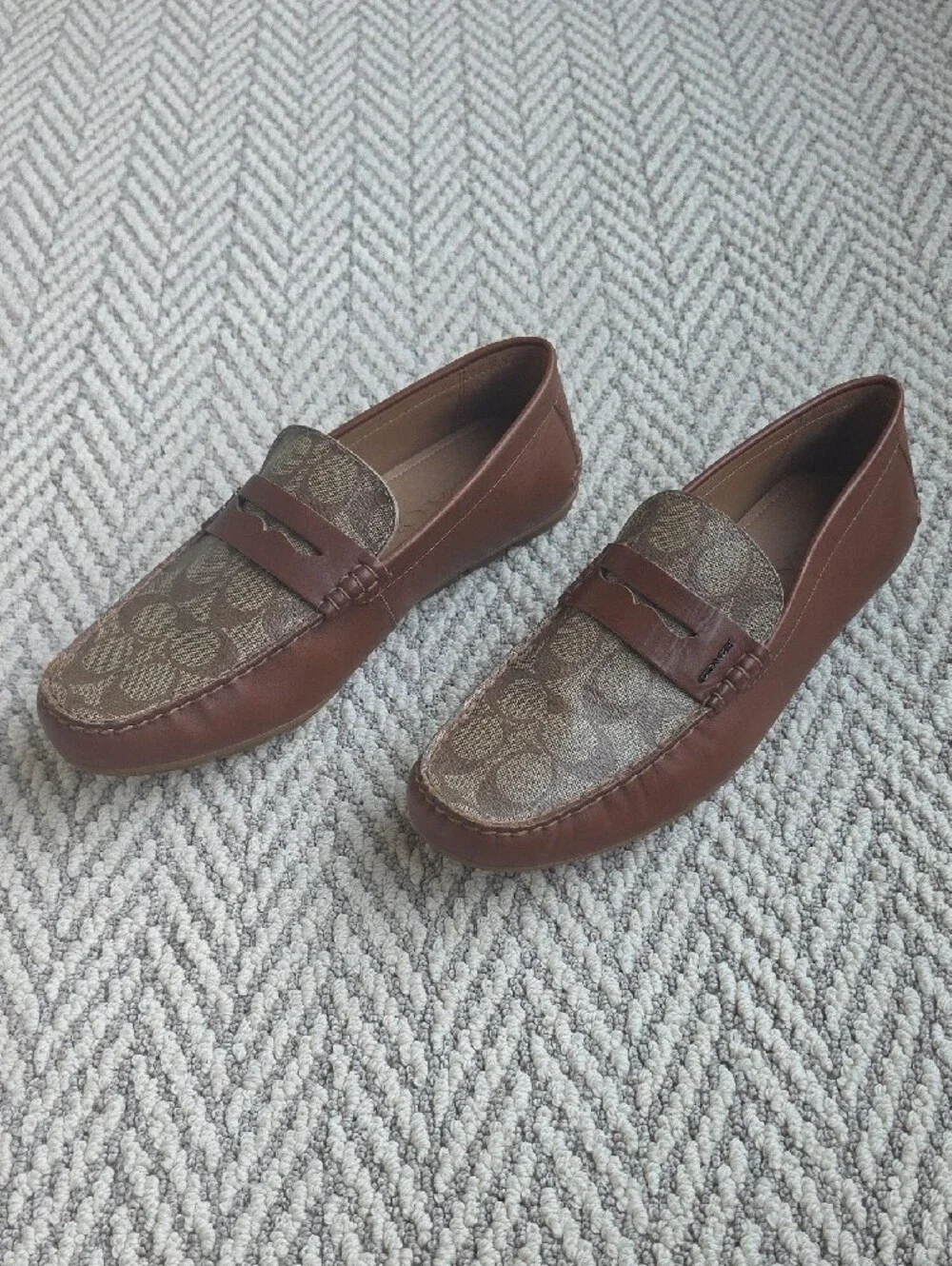 Coach Liam Driver Signature Jacquard Canvas Penny Loafers